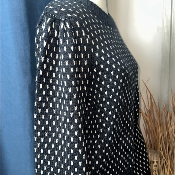Marine Layer Alma Puff Sleeve Black and White Crew Neck Sweater XL NWT - Picture 6 of 11